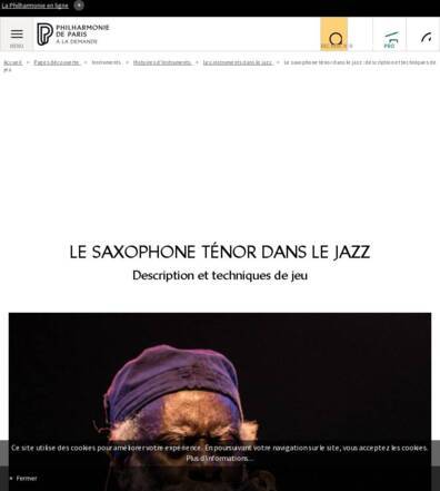 Philharmonie à la demande - Le saxophone ténor dans le jazz : description  et techniques de jeu