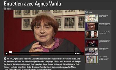 Screenshot du site web du Centre Pompidou : Aperçu de l'entretien avec Agnès Varda