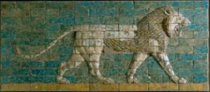 Briques glaçurées représentant un lion