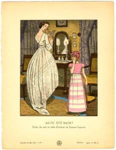 Robe du soir et robe d'enfant de Jeanne Lanvin - Pierre Brissaud - Gazette du Bon Ton, Minneapolis College of Art and Design (MCAD) Bibilothèque