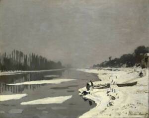 Gla&ccedil;ons &agrave; Bougival par Claude Monet