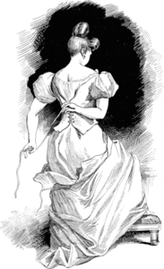 Le coucher, d'après Devéria (1829), dans Le Corset à travers les âges (1893)